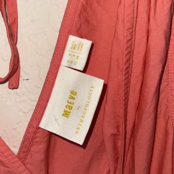 Maeve by Anthropologie salmon coral pink tiered full skirt midi dress, size 2 - Picture 6 of 8